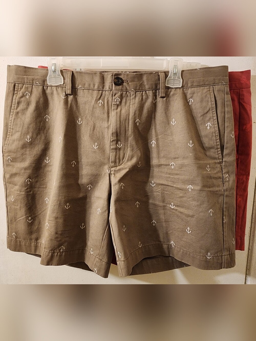 Amazon Essentials Chino Shorts Bundle Salmon Lobster Print & Grey Anchor Print